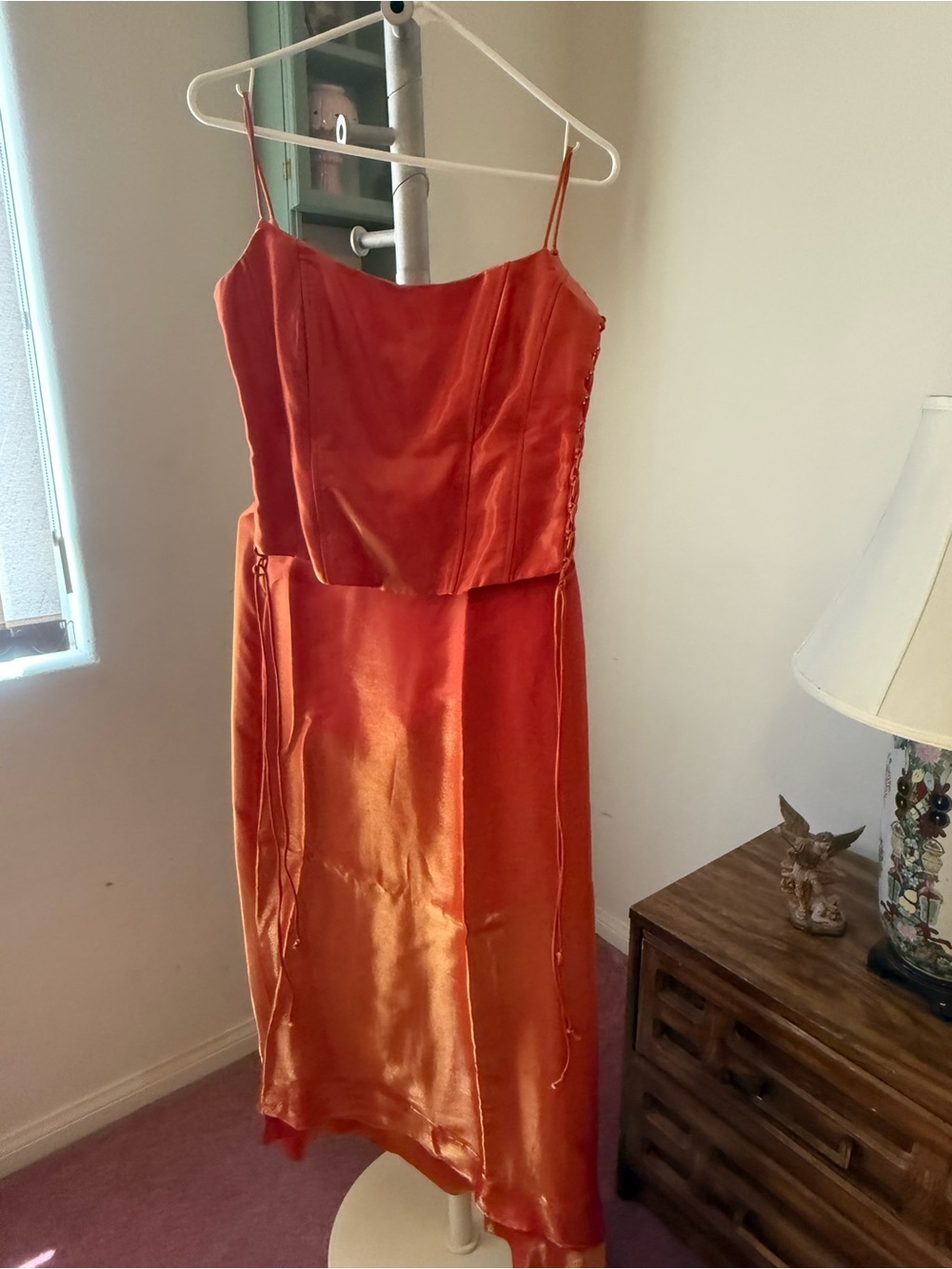 Formal Orange L 3-pcs Gown Long Dress and Shawl - worn once